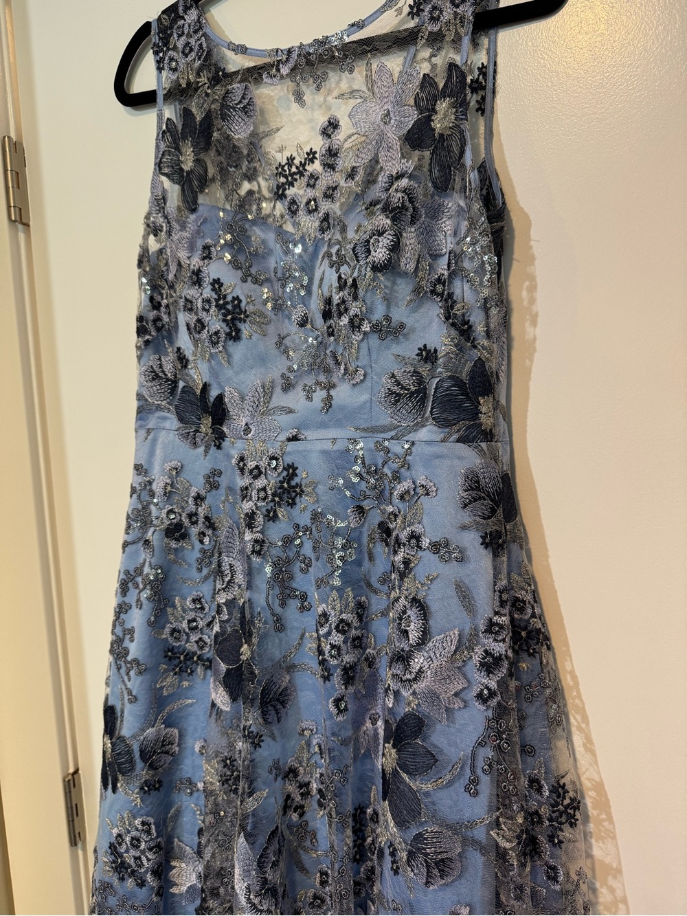 Eliza J Blue Floral Embroidered High-Low Gown Size 10 - Picture 4 of 7